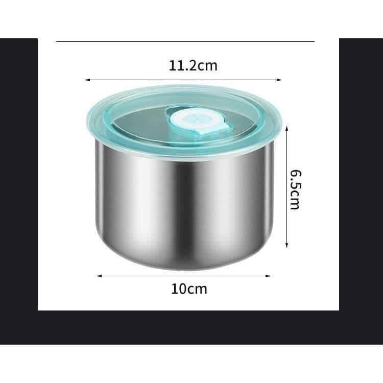 HỘP INOX TRÒN CÓ NẮP HÚT HƠI - SET 5 HỘP 